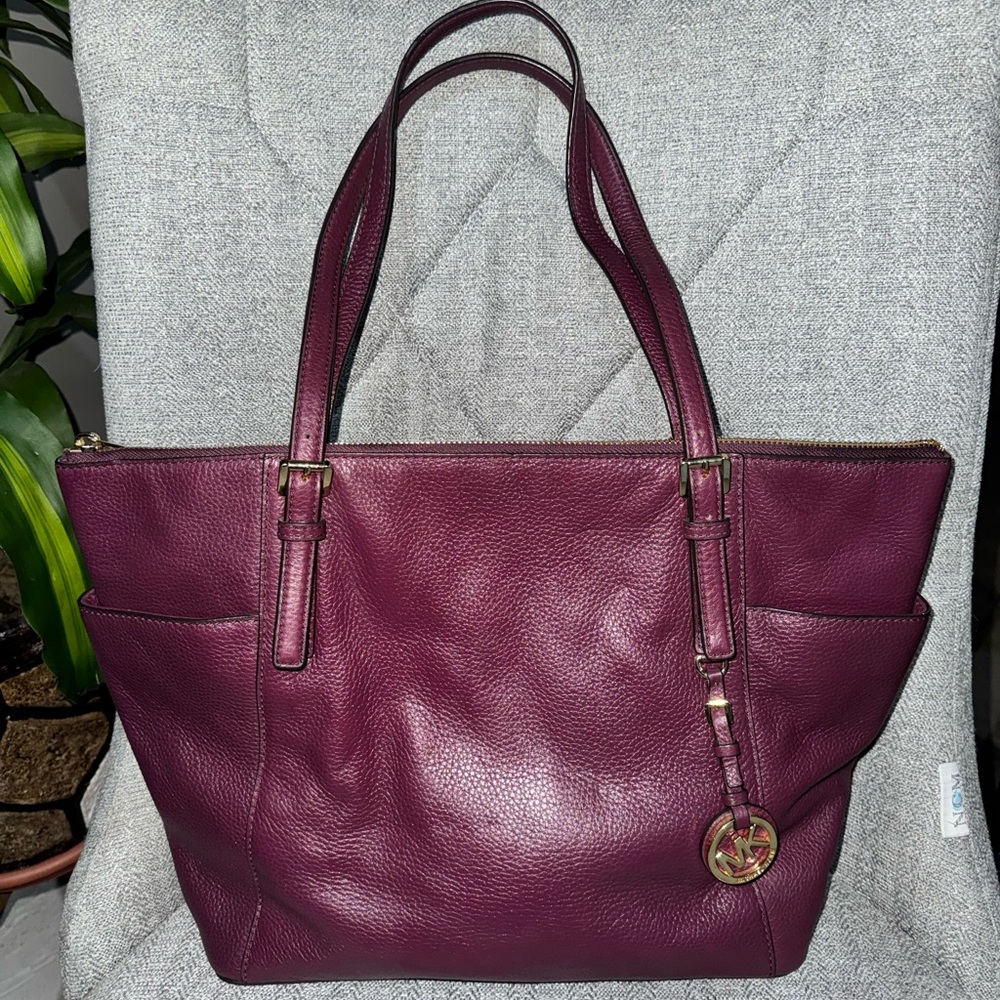 Michael Kors Rich Purple Leather Tote
